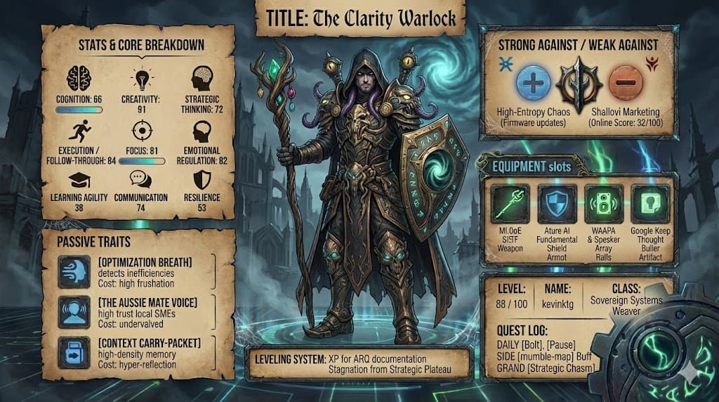 Self-Reflection prompt, output: Game Character Stats with Dailies and Quests.